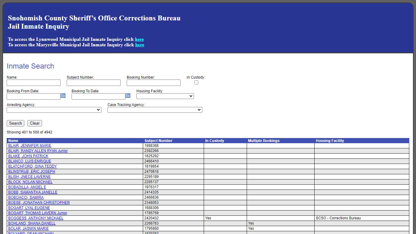 Inmate Search - Snohomish County, Washington - Jail Register